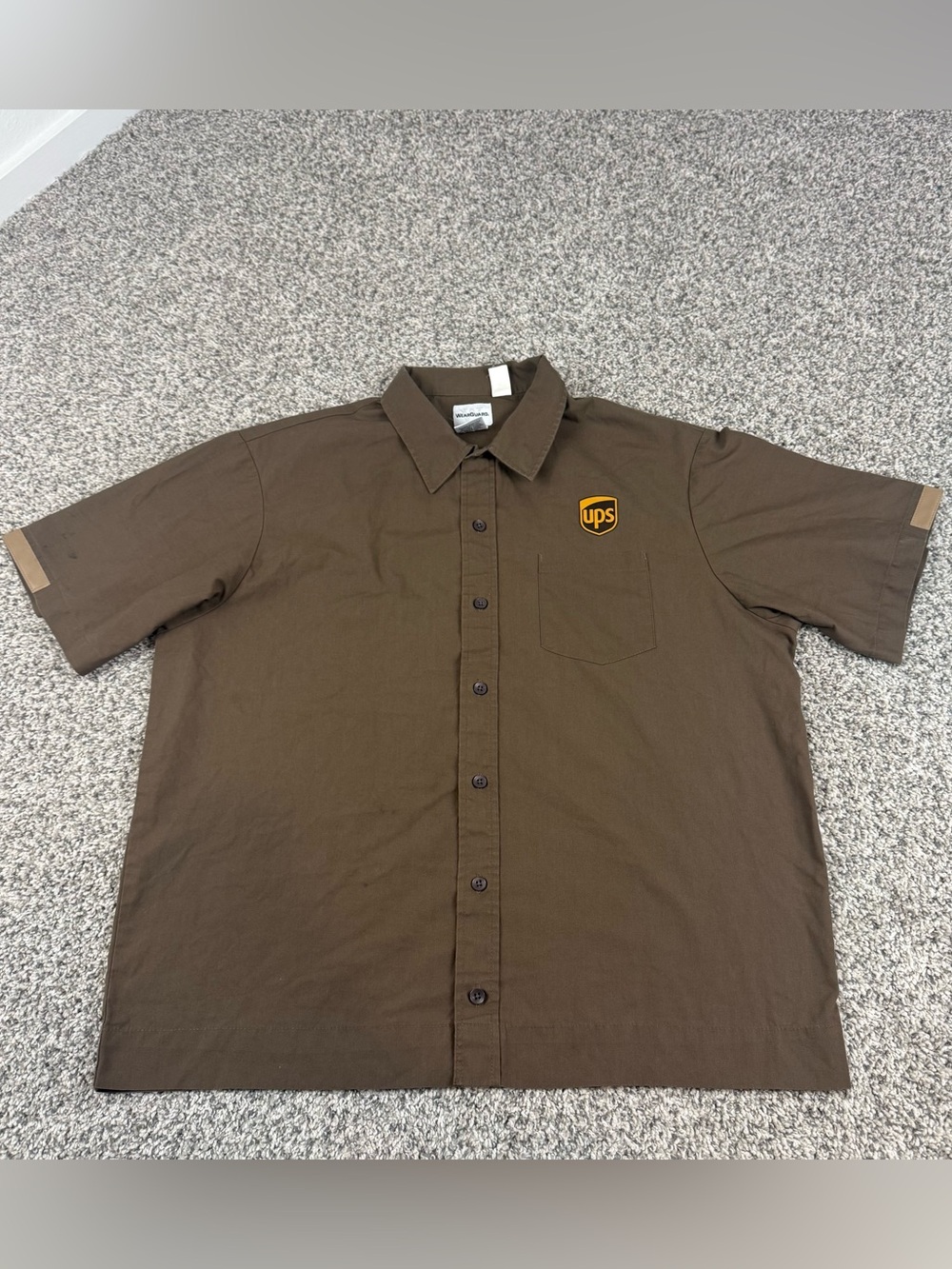 Vintage UPS WearGuard Uniform Shirt Mens XL Regular Brown short sleeve workwear